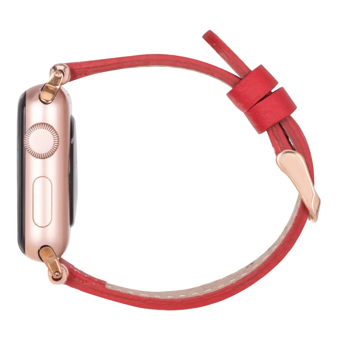 Premium Red Leather Ultra Slim Apple Watch Band - Stylish & Comfortable Replacement Strap for Apple Watch Series 1/2/3/4/5/6/7/8/SE - Perfect for Workouts, Office Wear & Everyday Fashion Accessory