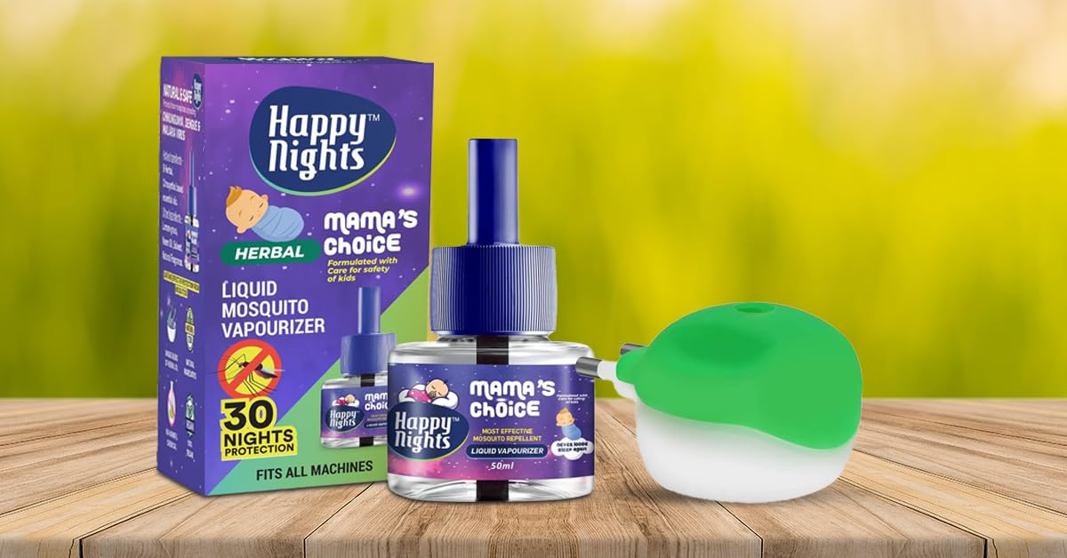 Happy Nights Mama's Choice Combo Pack - Natural Herbal Mosquito Repellent with Lemon Eucalyptus & Camphor Oil - Chemical-Free Vaporizer for 100% Mosquito Protection - Perfect for Bedrooms, Nurseries, and Outdoor Camping
