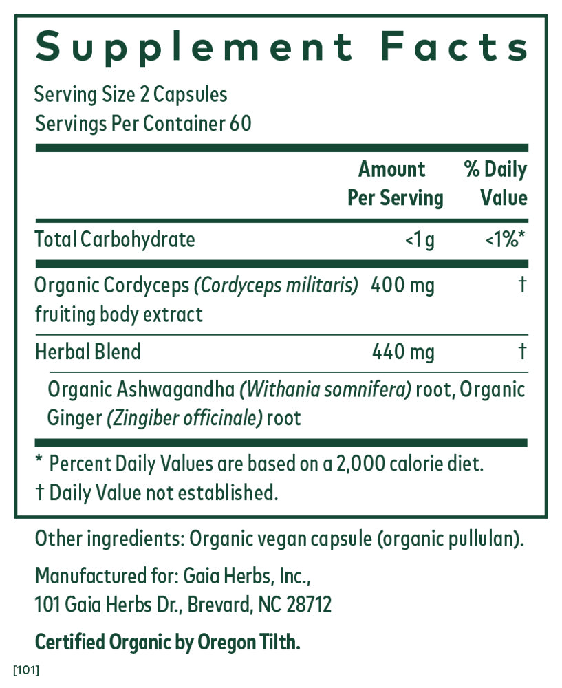 Gaia Adaptogen Performance Supplement - 120 Capsules for Stress Relief & Energy Boost - Supports Focus & Endurance for Workouts & Daily Life