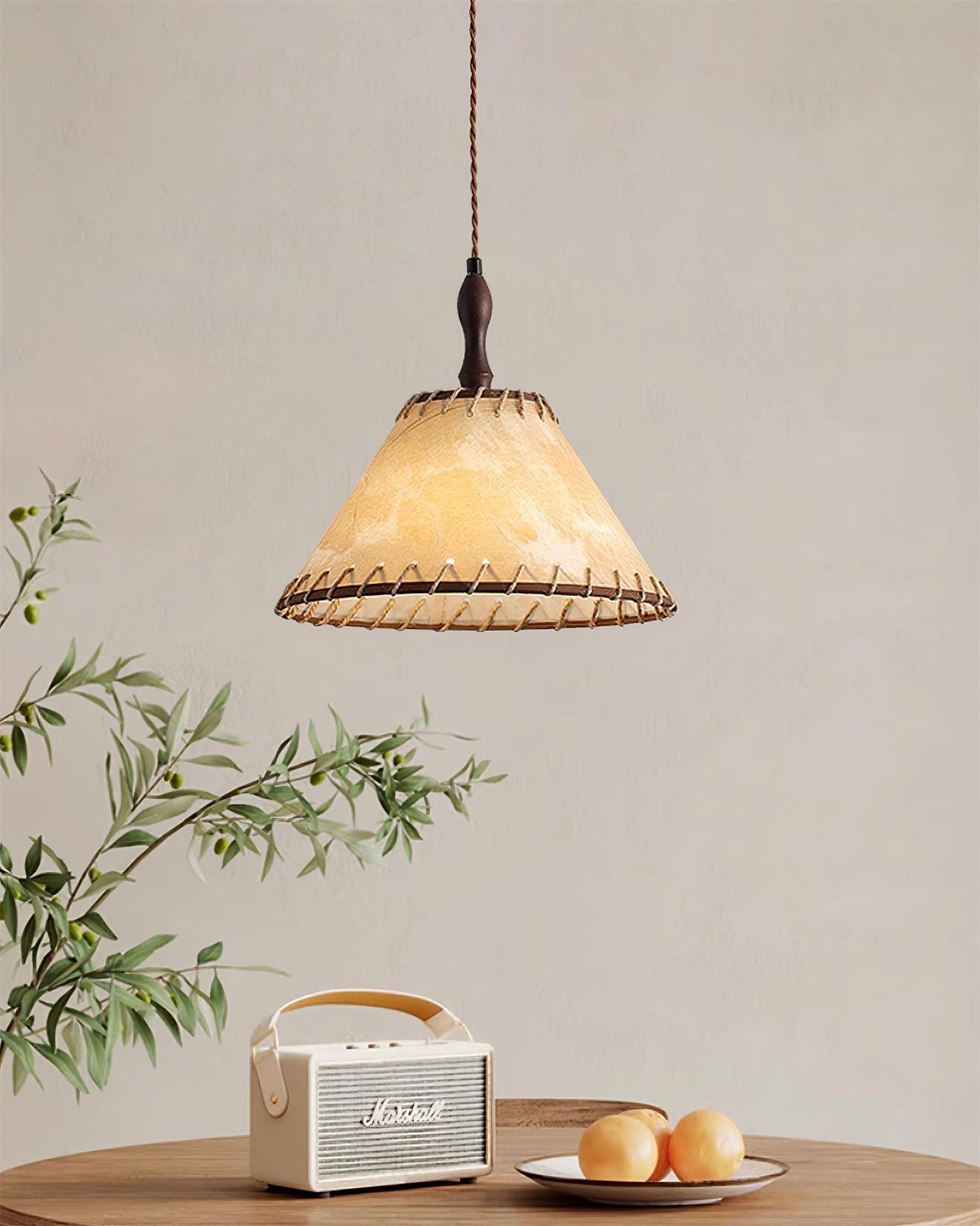 Modern Fabric Pendant Lamp - Handwoven Rattan Hanging Light for Dining Room, Bedroom, Living Room & Kitchen | Boho Chic Ceiling Fixture with Warm Ambient Lighting
