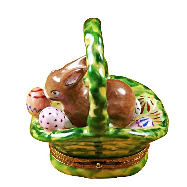 Easter Bunny in Basket Limoges Porcelain Figurine - Perfect for Easter Decorations, Gift Giving & Collectibles