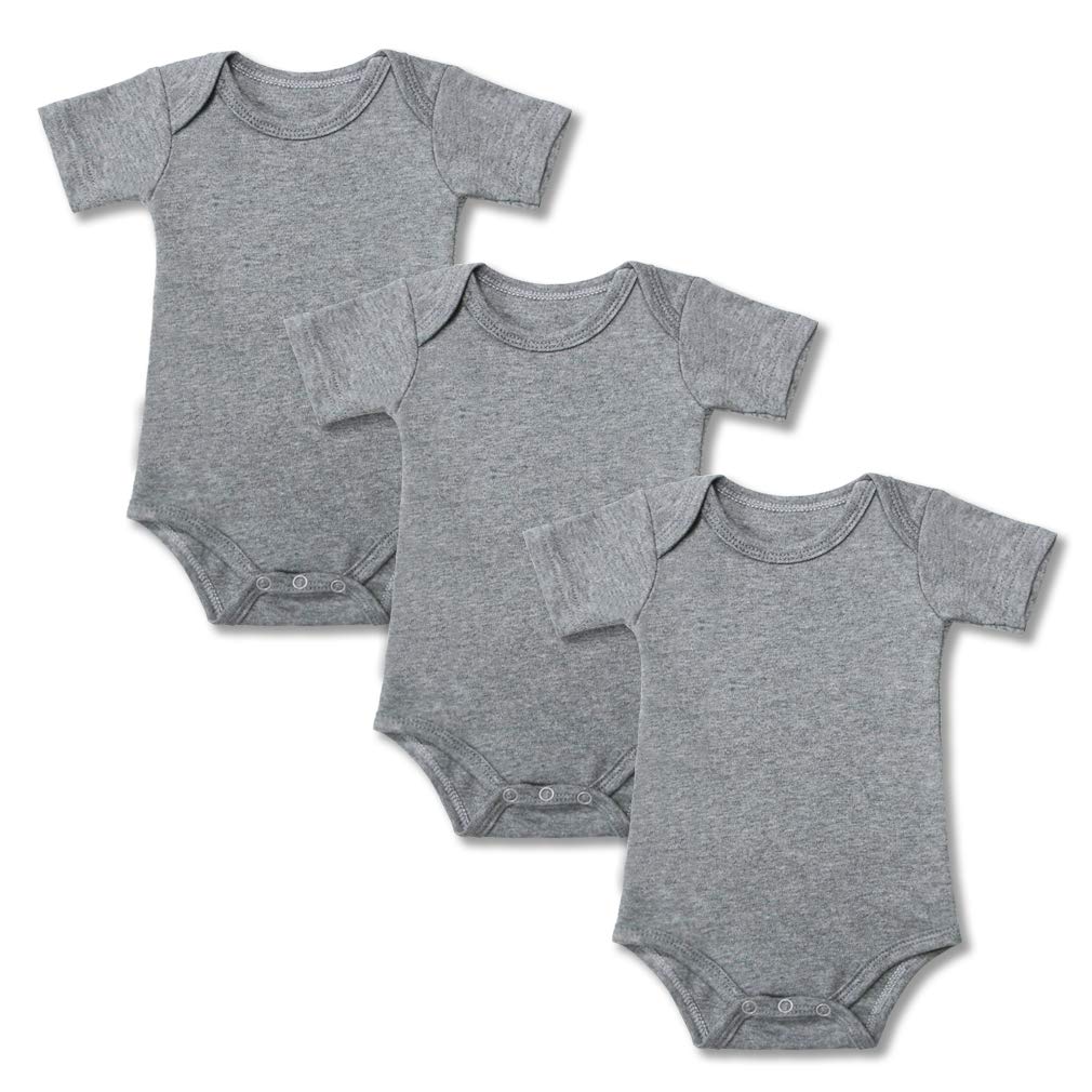**100% Cotton Baby Onesies - Soft Short Sleeve Bodysuits for Newborns & Infants (3-Pack, Solid Colors) | Perfect for Playtime, Daycare & Everyday Comfort**