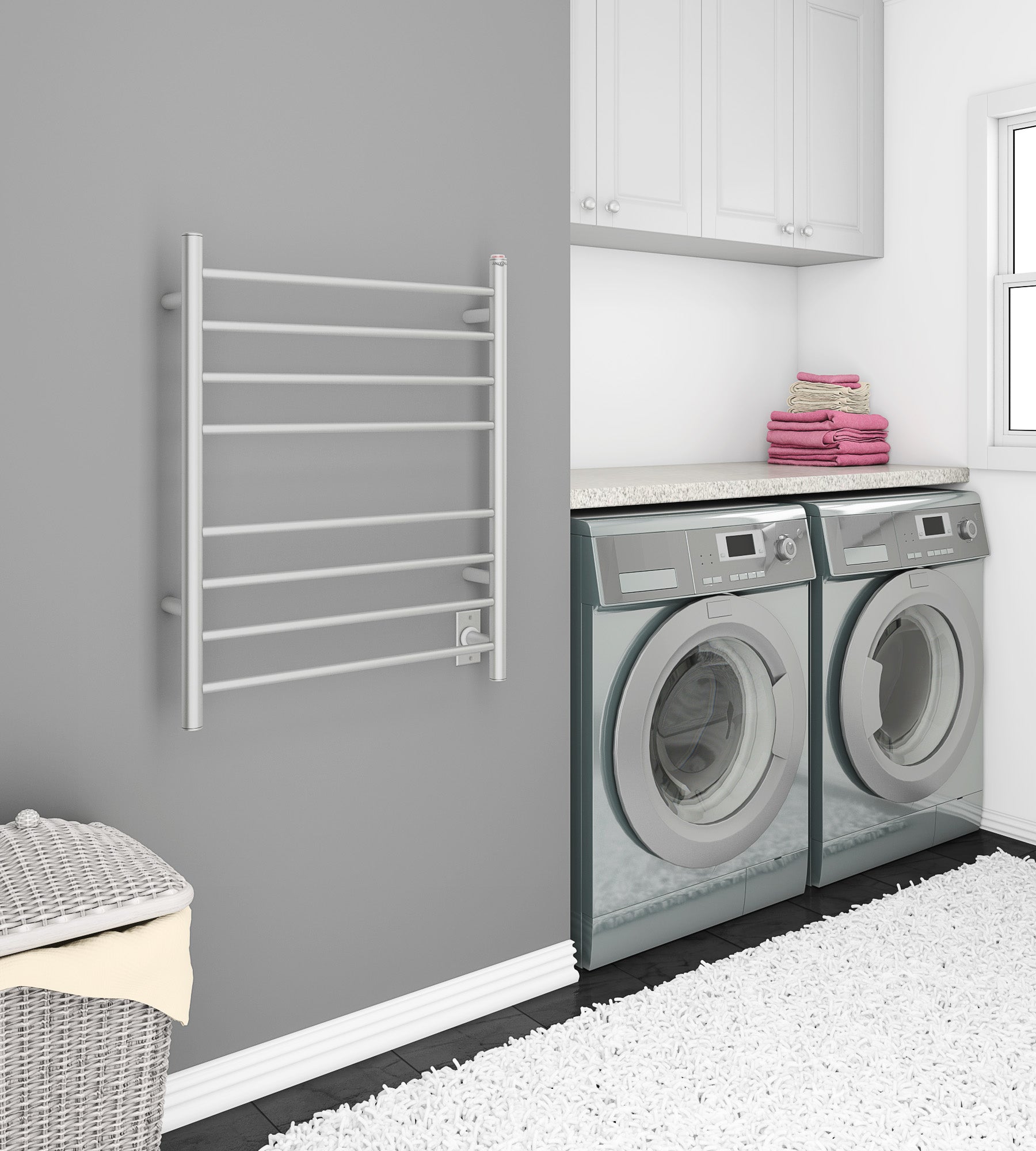Prestige Dual 8 Bar Hardwired & Plug-in Towel Warmer - Brushed Stainless Steel - Bathroom Luxury for Spa, Hotel & Home Use
