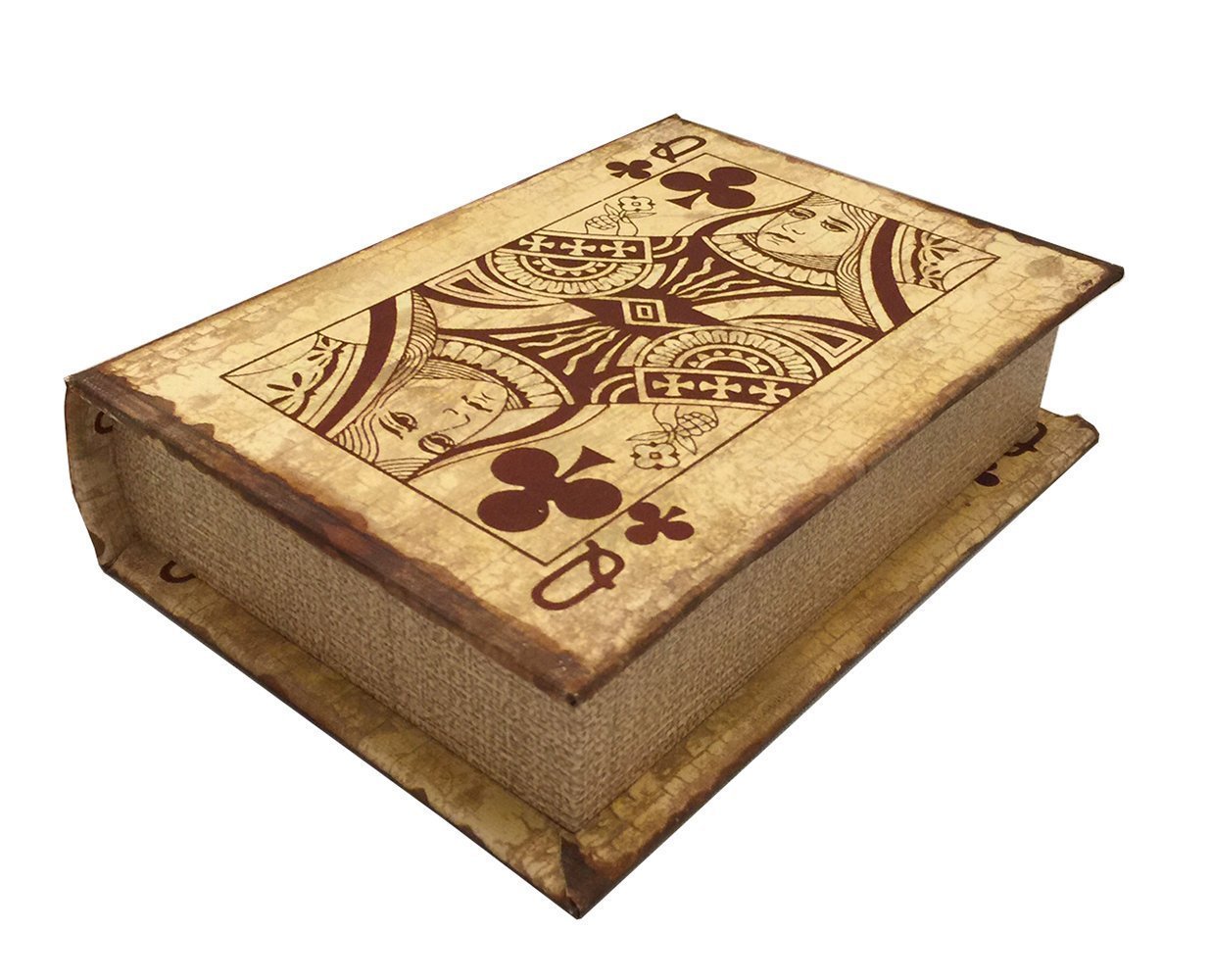 Queen of Clubs Playing Card Book Box - Unique Collectible Gift for Card Game Enthusiasts | Perfect for Magic Tricks, Poker Nights & Themed Parties