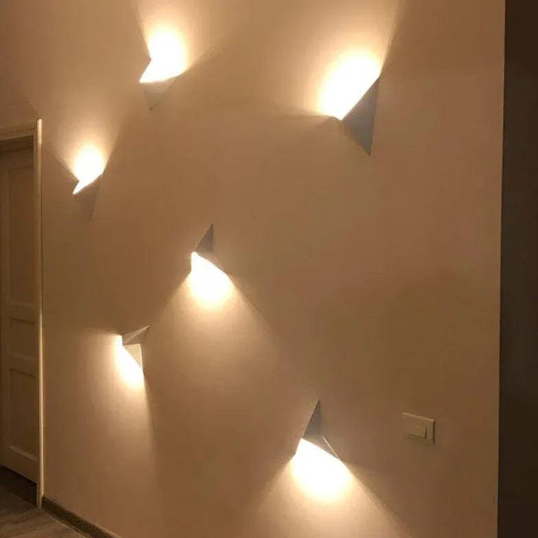 Modern Triangle Embedded Wall Lamp - Upward Illumination LED Light Fixture for Bedroom, Living Room & Hallway Decor