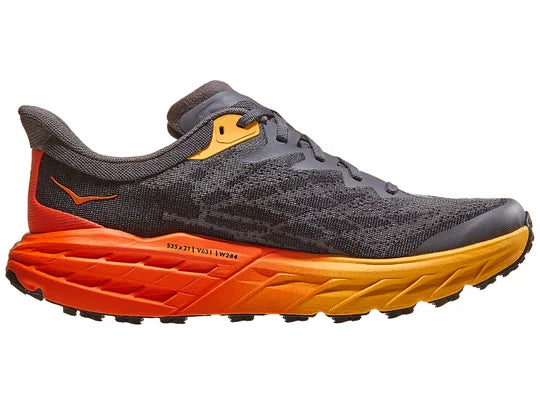 HOKA Speedgoat 5 Wide Trail Running Shoes for Men - Lightweight Hiking & Outdoor Adventure Footwear in Castlerock/Flame Color | Perfect for Trail Running, Hiking & Mountain Climbing
