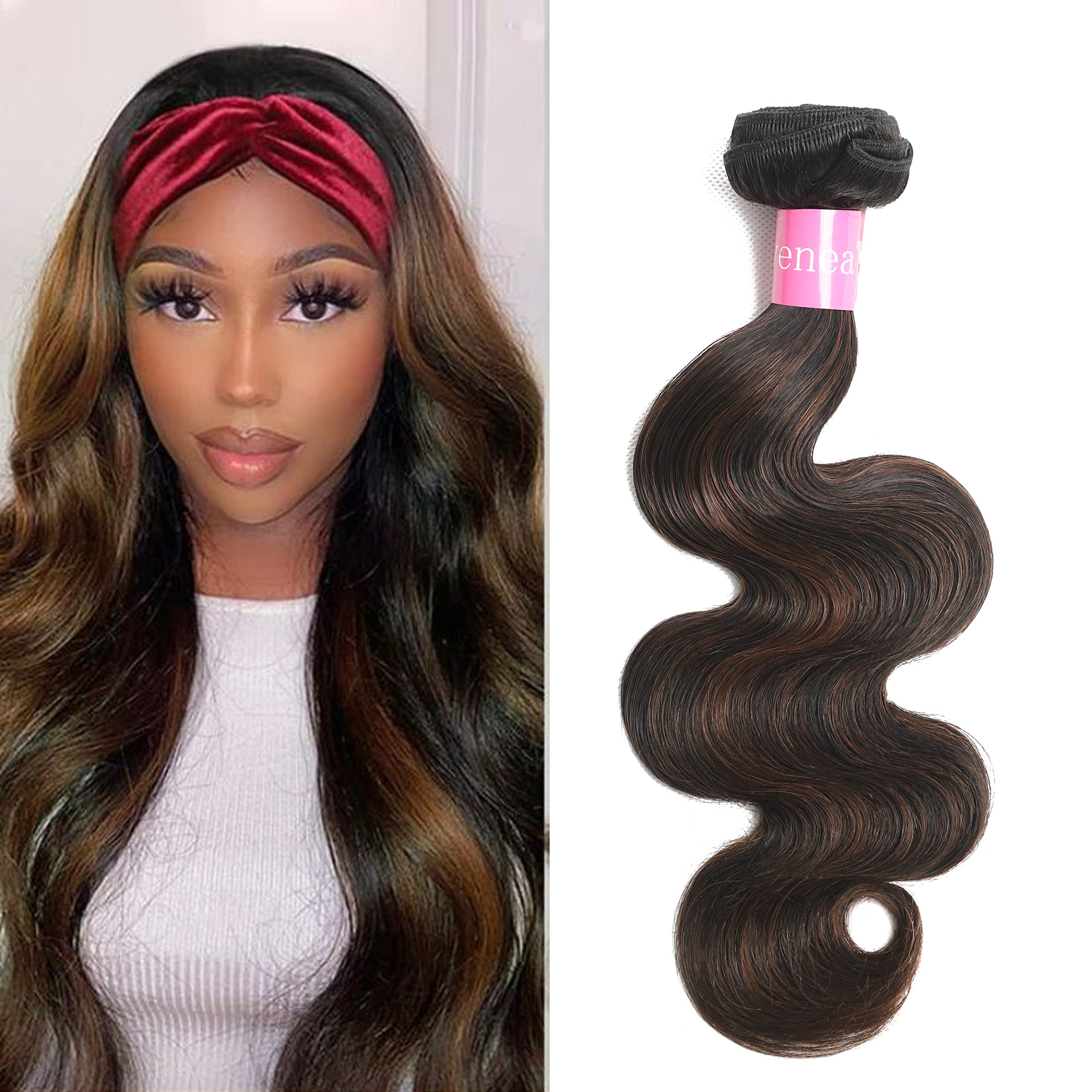 10A Ombre Body Wave Brazilian Virgin Human Hair Extensions - 14 Inch 100% Real Human Hair Weft - FB30 Color - 1 Bundle for Styling, Volume & Length - Perfect for Daily Wear, Parties & Special Occasions