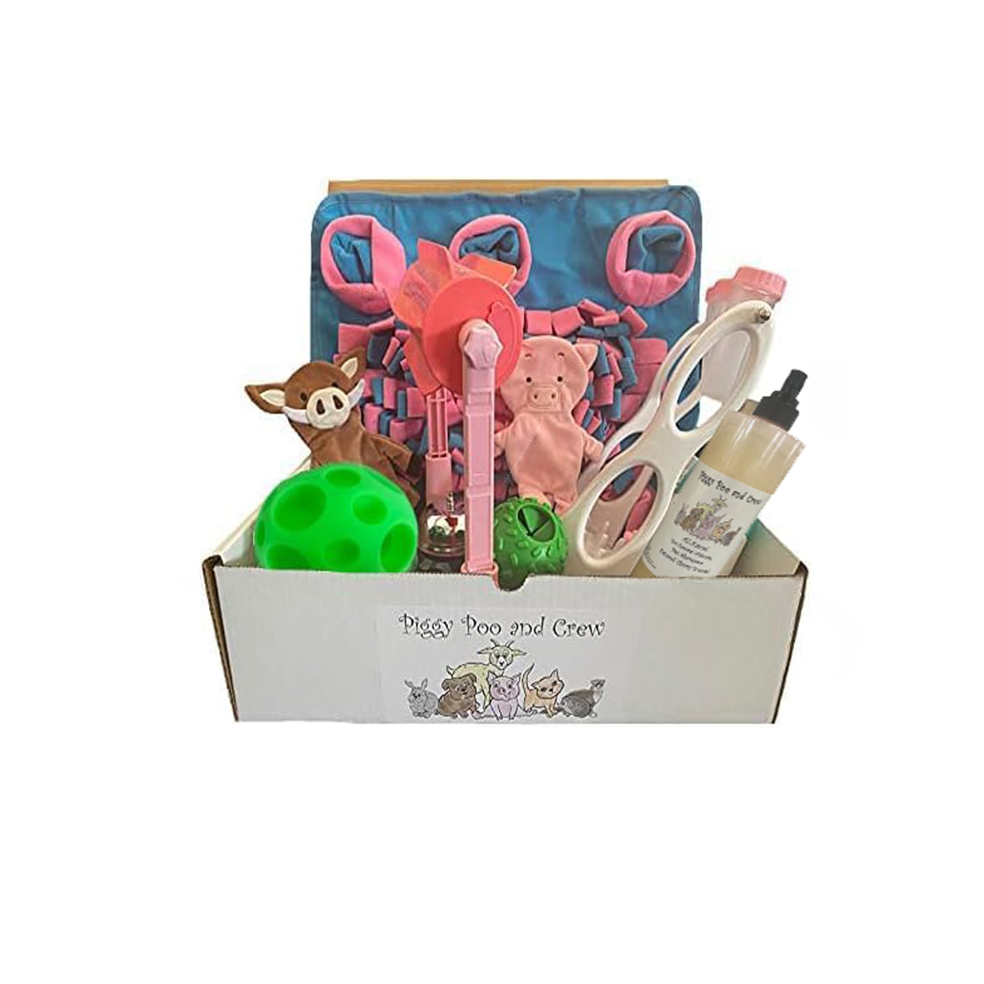 **AZ Micro Mini Pig Starter Kit for New Pet Owners - Includes Snuffle Mat, 2 Interactive Games, 2 Treat Balls, Shampoo, Training Bell, Chew Stick & Crinkle Squeaker Toys (Pink) - Perfect for Training, Playtime & Bonding with Your Pet Pig**