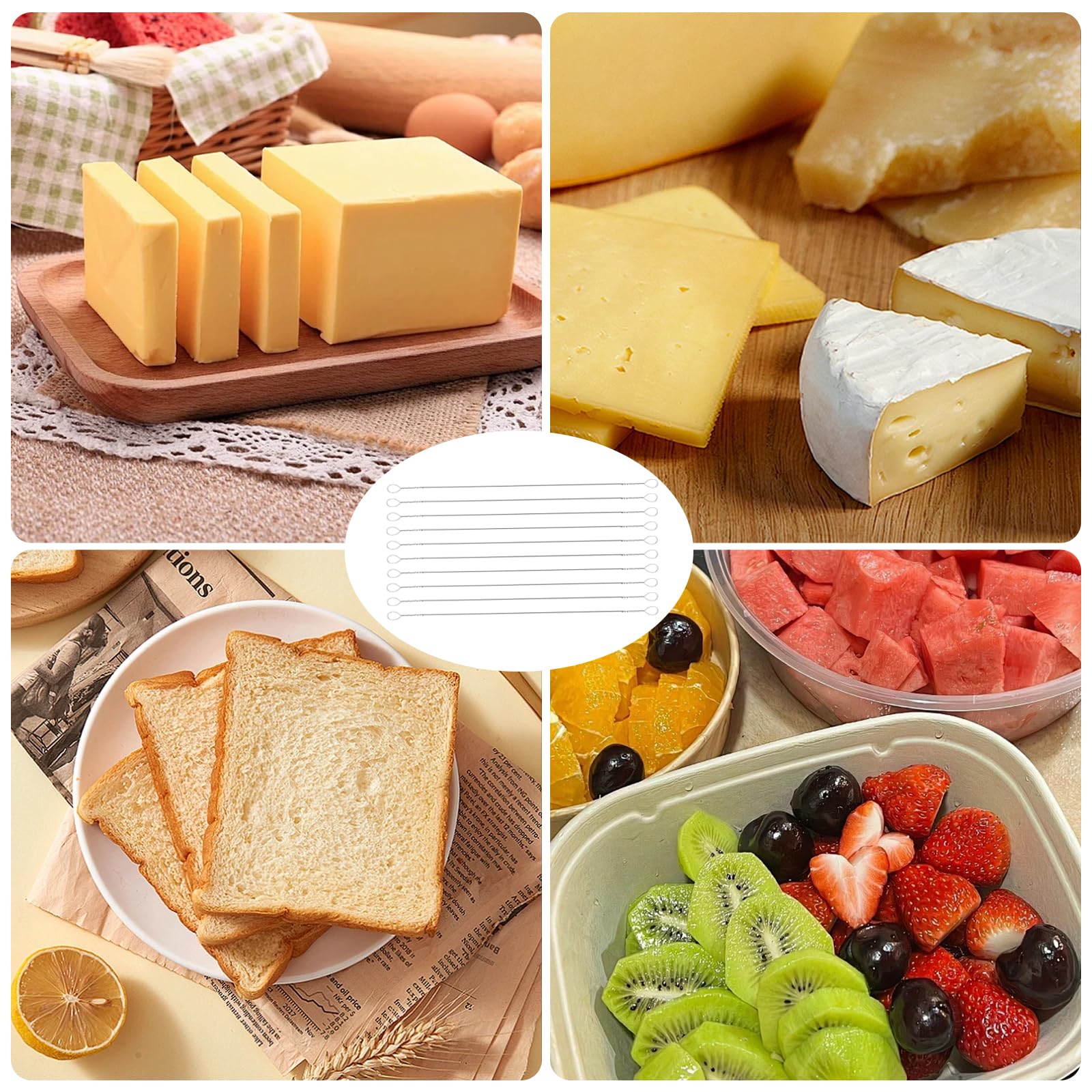 10PCS Stainless Steel Cheese Slicer Wires - 6 Inch Professional Cheese Cutter Kit for Block Cheese, Butter & More | Durable Kitchen Tool for Home, Restaurant & Catering | Perfect for Cheese Boards, Charcuterie & Food Prep