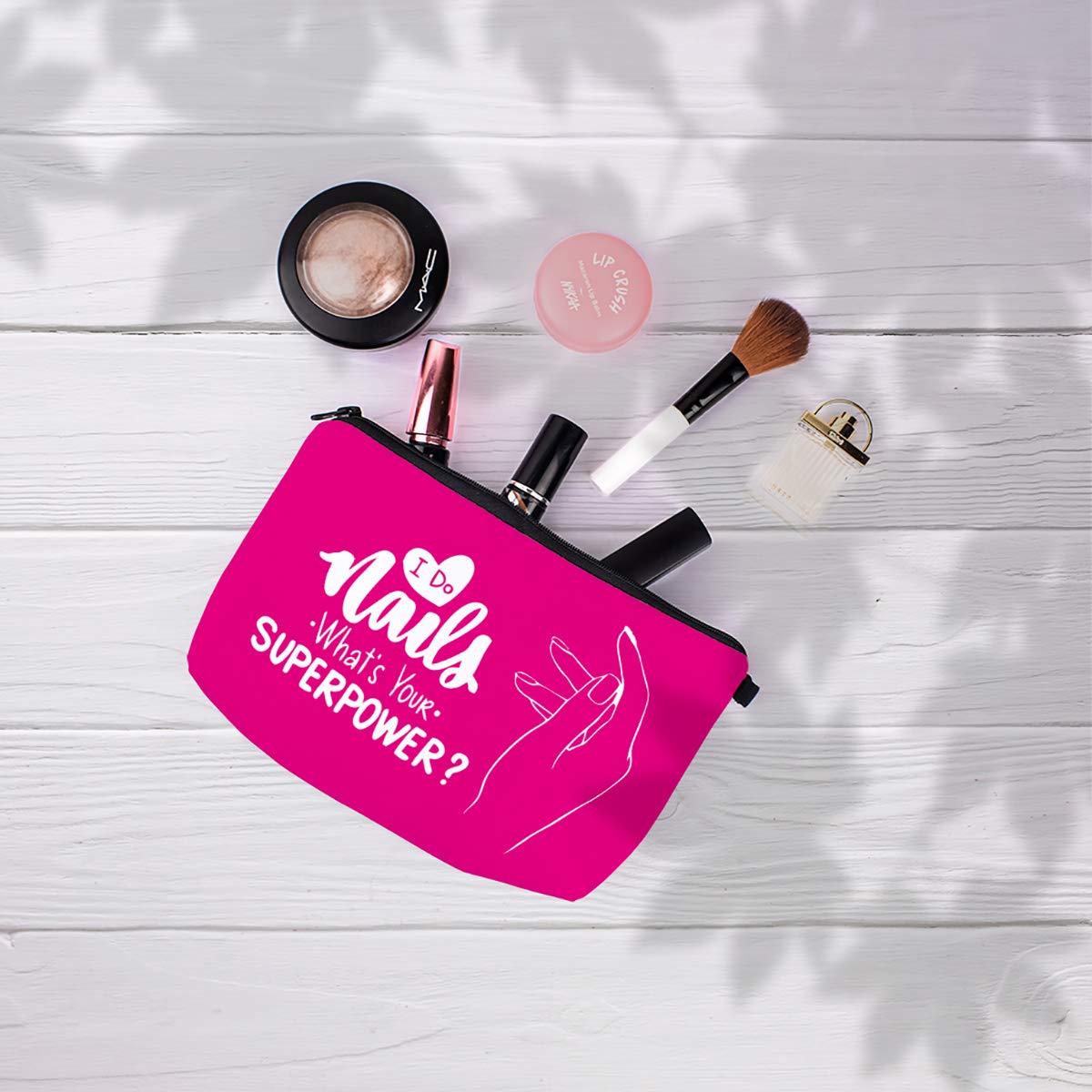 Crazyify The Nail Obsessed Women's Cosmetic Bag - Canvas Makeup Pouch with Zipper for Travel & Storage | Waterproof Toiletry Organizer | Perfect for Nail Art Supplies, Makeup Brushes & Beauty Essentials | Great Gift for Women