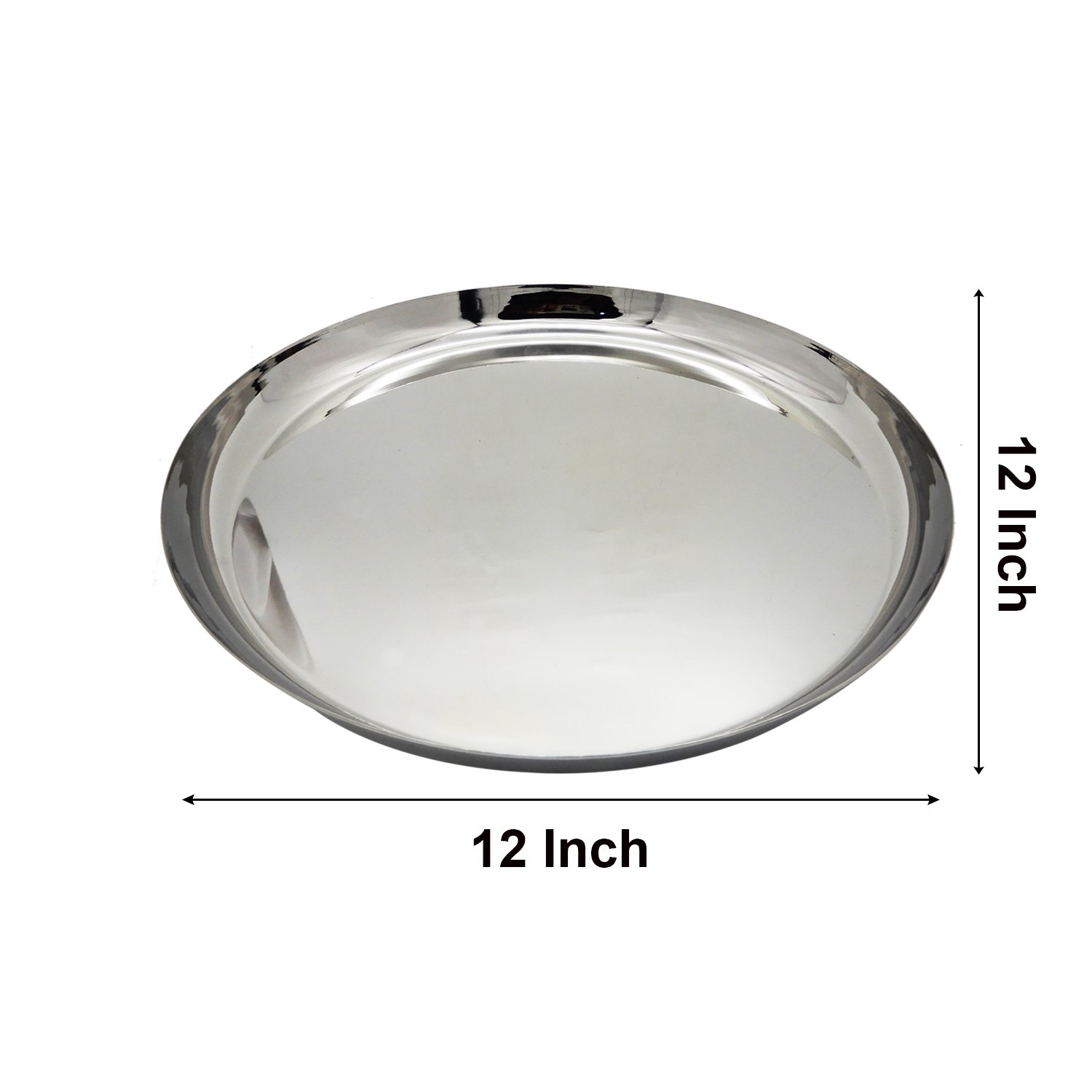 Premium 12 Inch Stainless Steel Dinner Plates - Set of 12 Commercial-Grade Catering Dishes for Restaurants, Camping, Family Gatherings & Kitchen Use | Durable Plates for Serving Meals, Salads & Buffet Style Dining