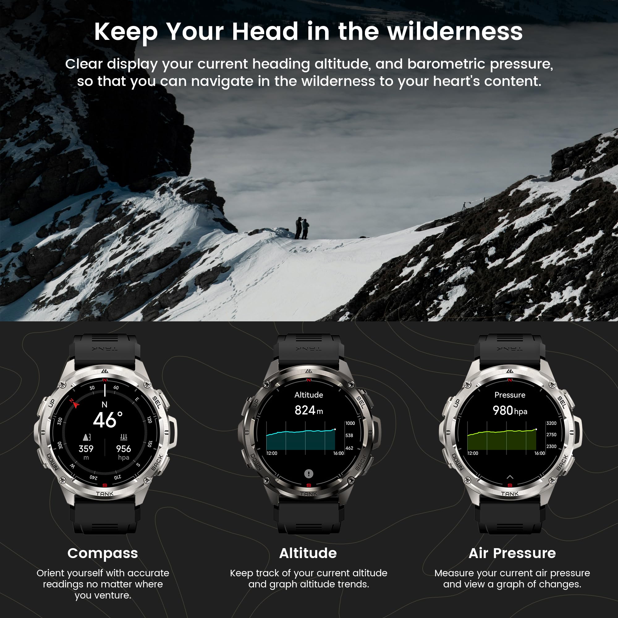 KOSPET Tank T3 Ultra Rugged Military Smartwatch for Men - 1.43