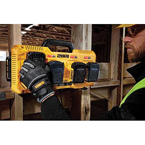 DEWALT DCB104 20V MAX* 4-Port Rapid Battery Charger for Power Tools - Fast Charging for Drills, Saws & More - Perfect for Construction Sites & DIY Projects (Black/Yellow)