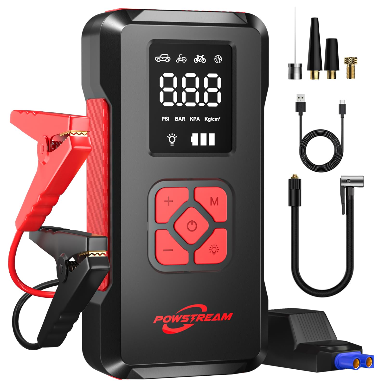 3500A Portable Car Jump Starter with Air Compressor & 150PSI Tire Inflator - 12V Battery Booster with LCD Display & Flashlight for All Gas/8L Diesel Engines - Emergency Roadside Assistance & Camping Power Solution