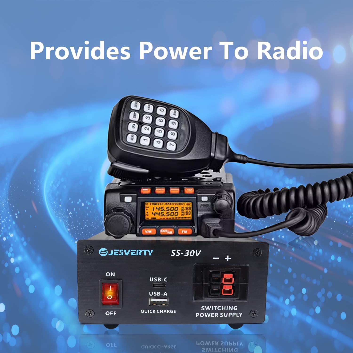 30A DC Regulated Bench Power Supply 13.8V with USB/Type-C Quick Charge - Universal AC-DC Converter for HAM Radio, Electronics Testing & DIY Projects - Compact Design with Anderson Connectors & 1/4