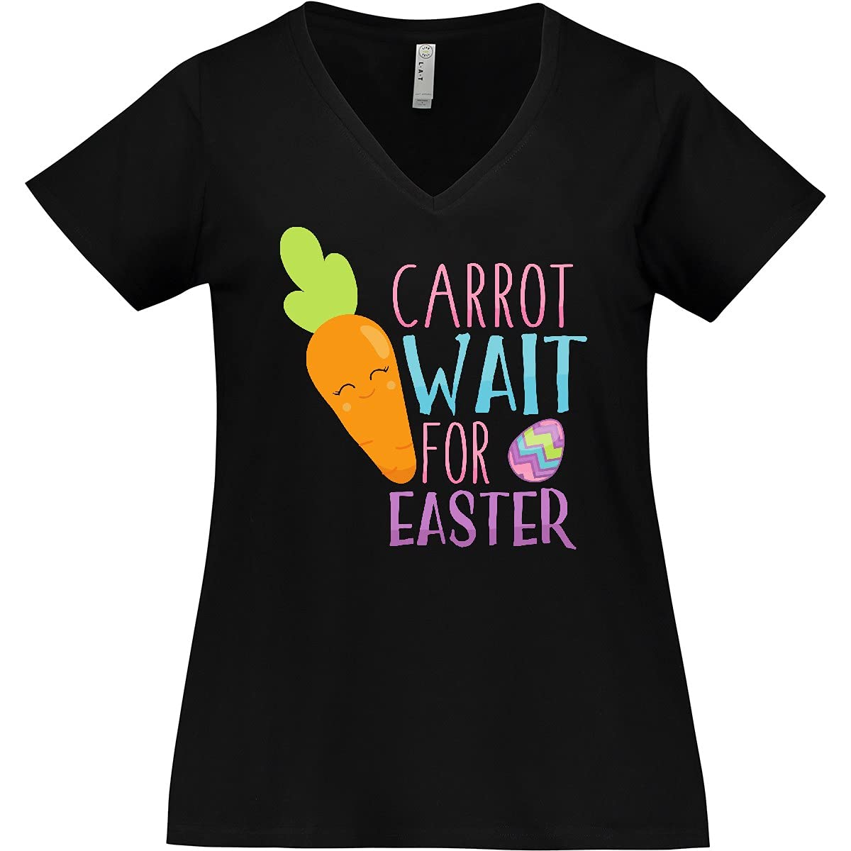 Easter Carrot Wait for Easter Women's Plus Size V-Neck T-Shirt - Cute Spring Holiday Graphic Tee for Easter Egg Hunts & Family Gatherings