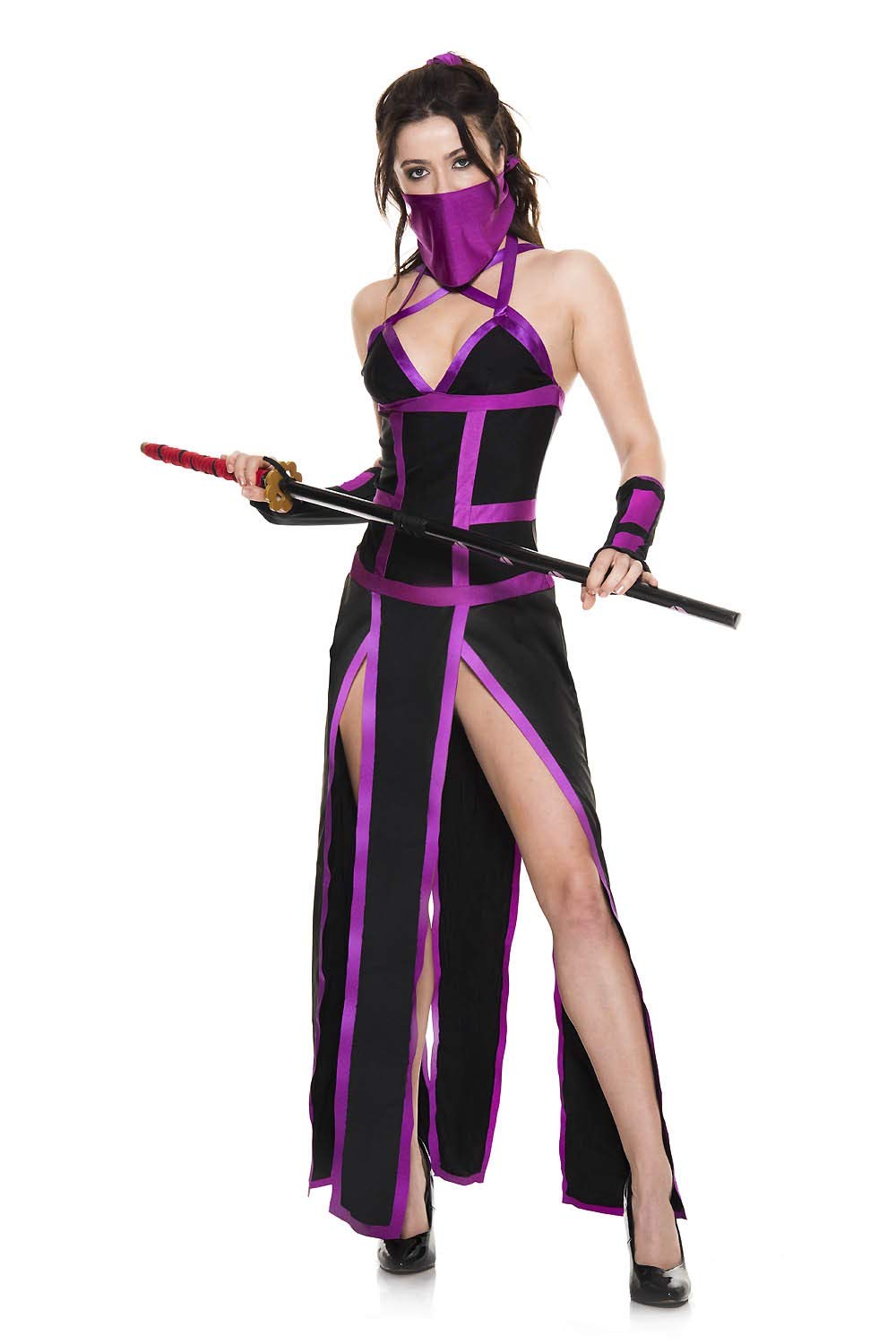 4 Piece Women's Ninja Costume Set - Stealthy & Stylish Halloween Cosplay Outfit for Parties & Role-Playing
