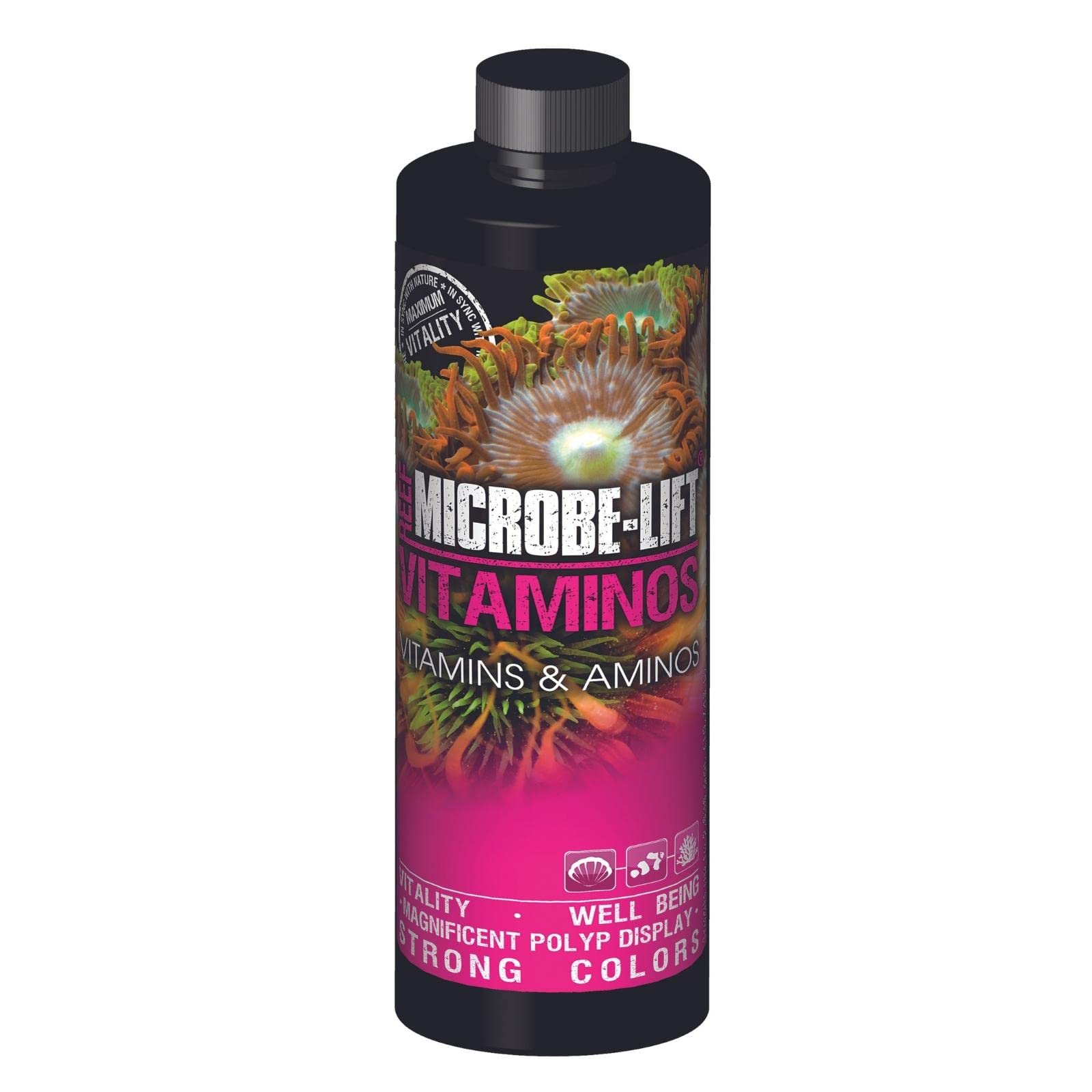 MICROBE-LIFT Vitamins & Amino Acids Supplement - 8 oz Bottle for Fish & Aquatic Pets | Promotes Health, Growth & Color Enhancement | Ideal for Freshwater & Saltwater Aquariums
