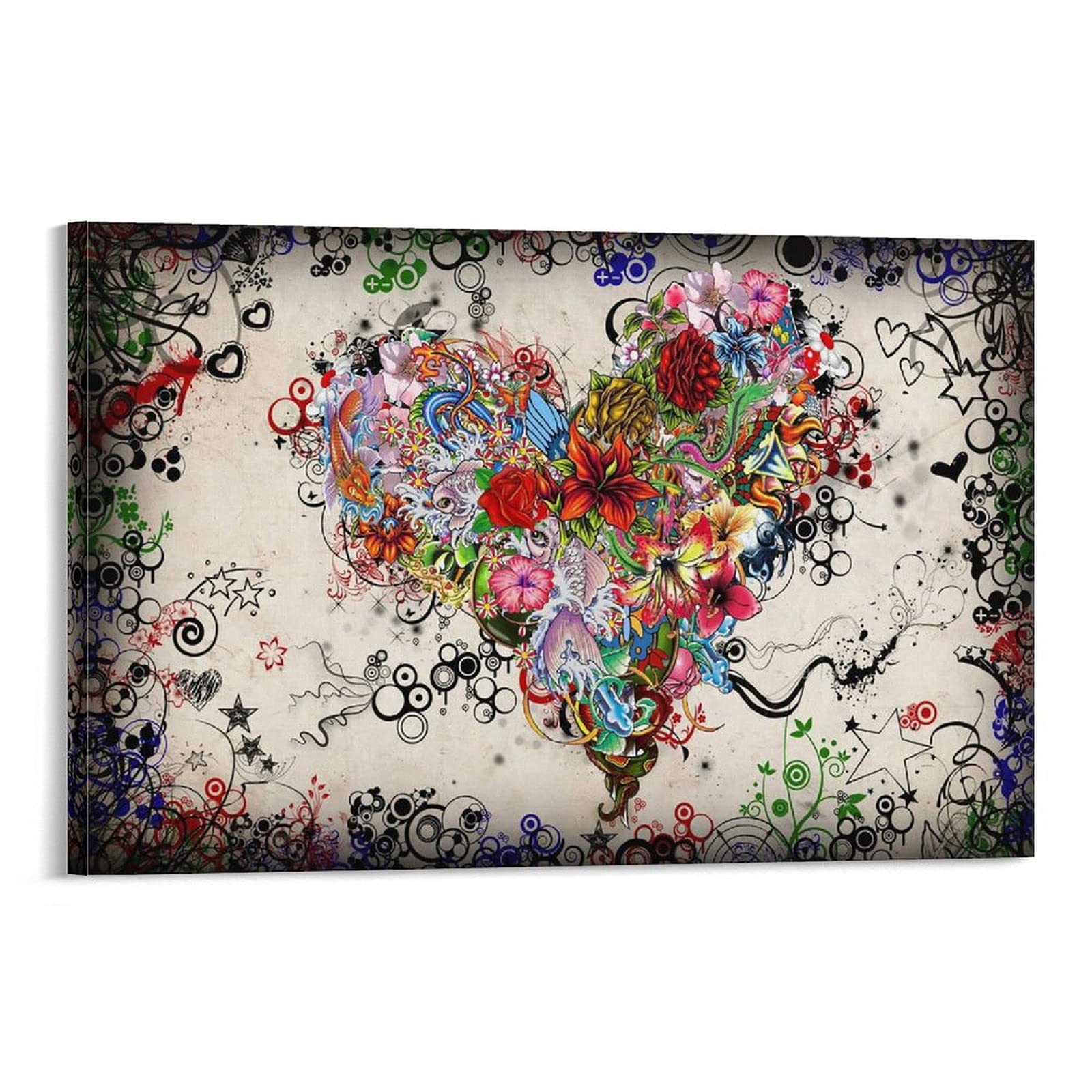 Retro Graffiti Love Wall Art Posters - 12×18inch (30×45cm) Canvas Painting for Bedroom, Living Room & Home Decor - Perfect for Urban Style Interiors and Gift Giving