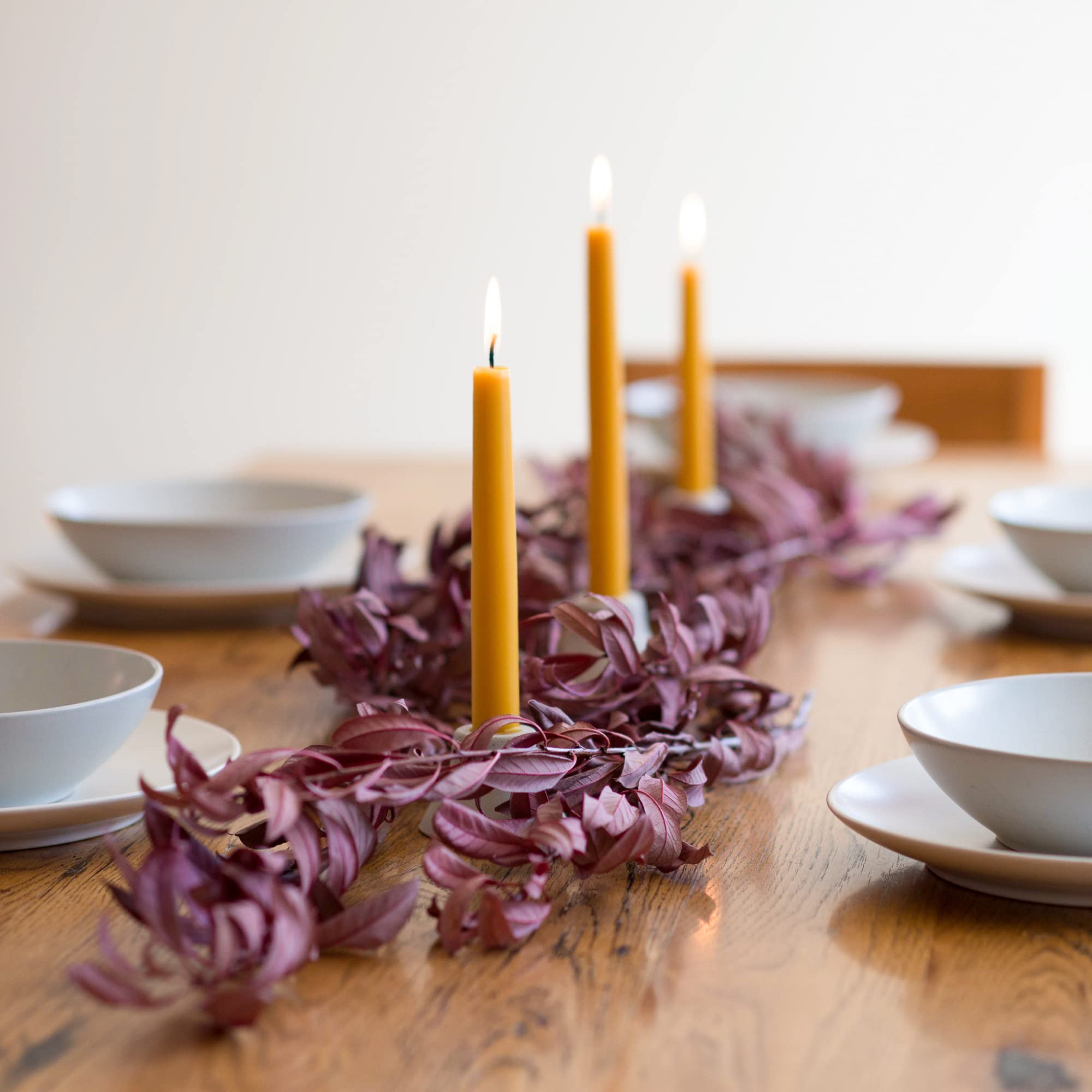 Pure Beeswax Taper Candles 8 Inch - Unscented Natural Candles for Dining & Decor