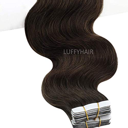40pcs Brazilian Body Wave Tape-In Hair Extensions 100g - 16inch Human Remy Hair Wefts (Color #2) for Natural Volume & Styling - Perfect for Parties, Weddings & Daily Wear