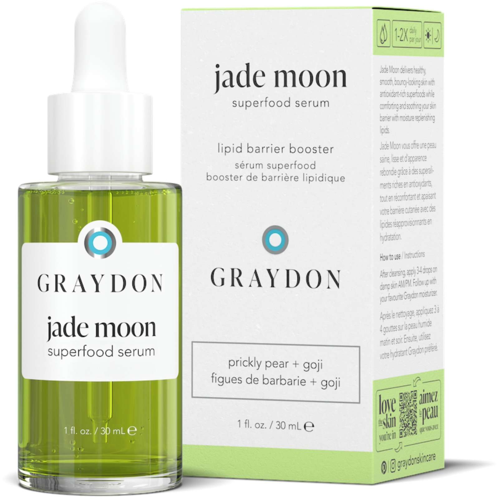 Graydon Skincare Jade Moon Superfood Serum - 30ml Lipid Barrier Booster for Dry & Sensitive Skin | Hydrating Face Serum with Antioxidants | Perfect for Nighttime Skincare Routine