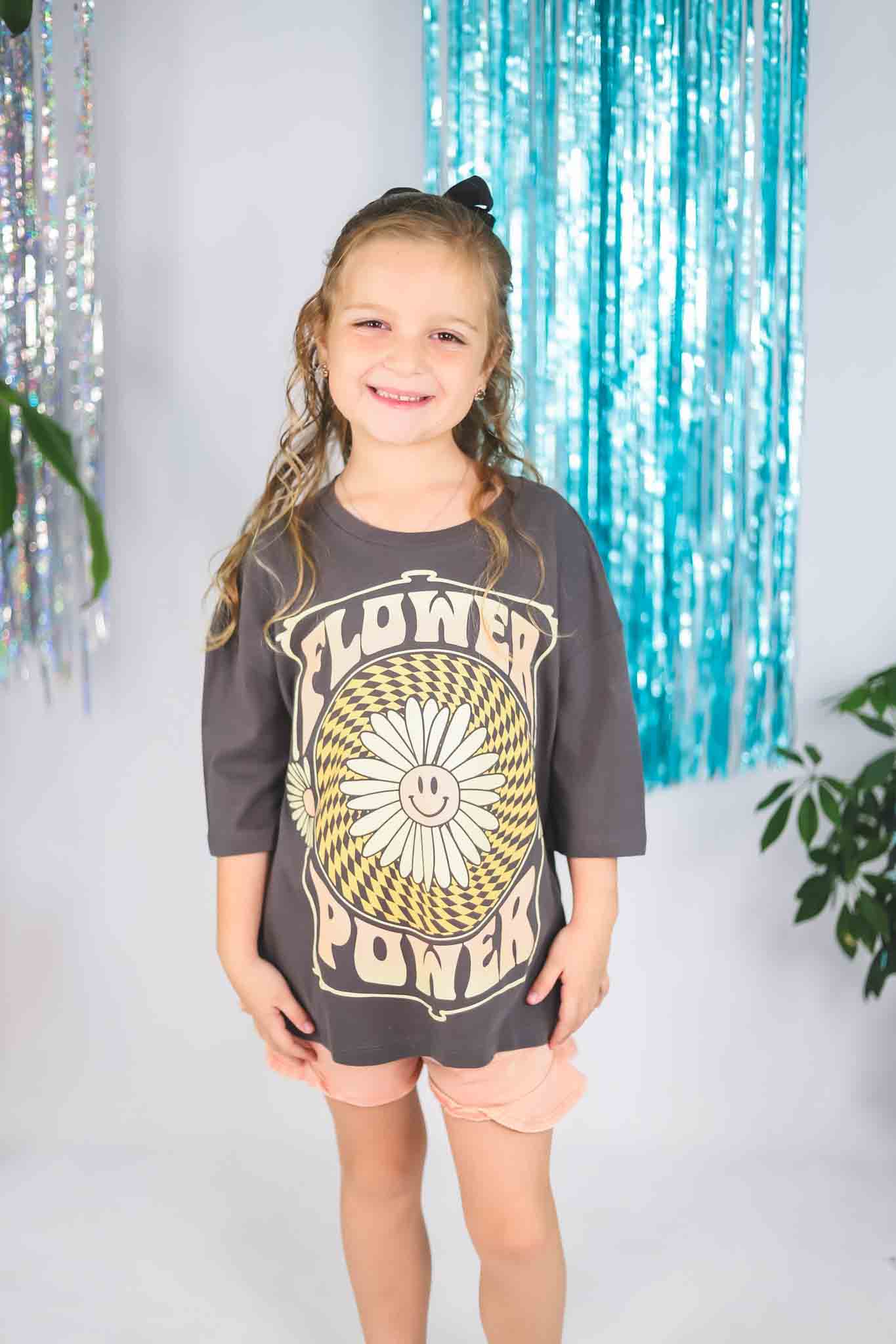 Flower Power Super Tee for Girls - Cute Floral Graphic T-Shirt for Toddler & Kids | Perfect for Playdates, School & Summer Outfits