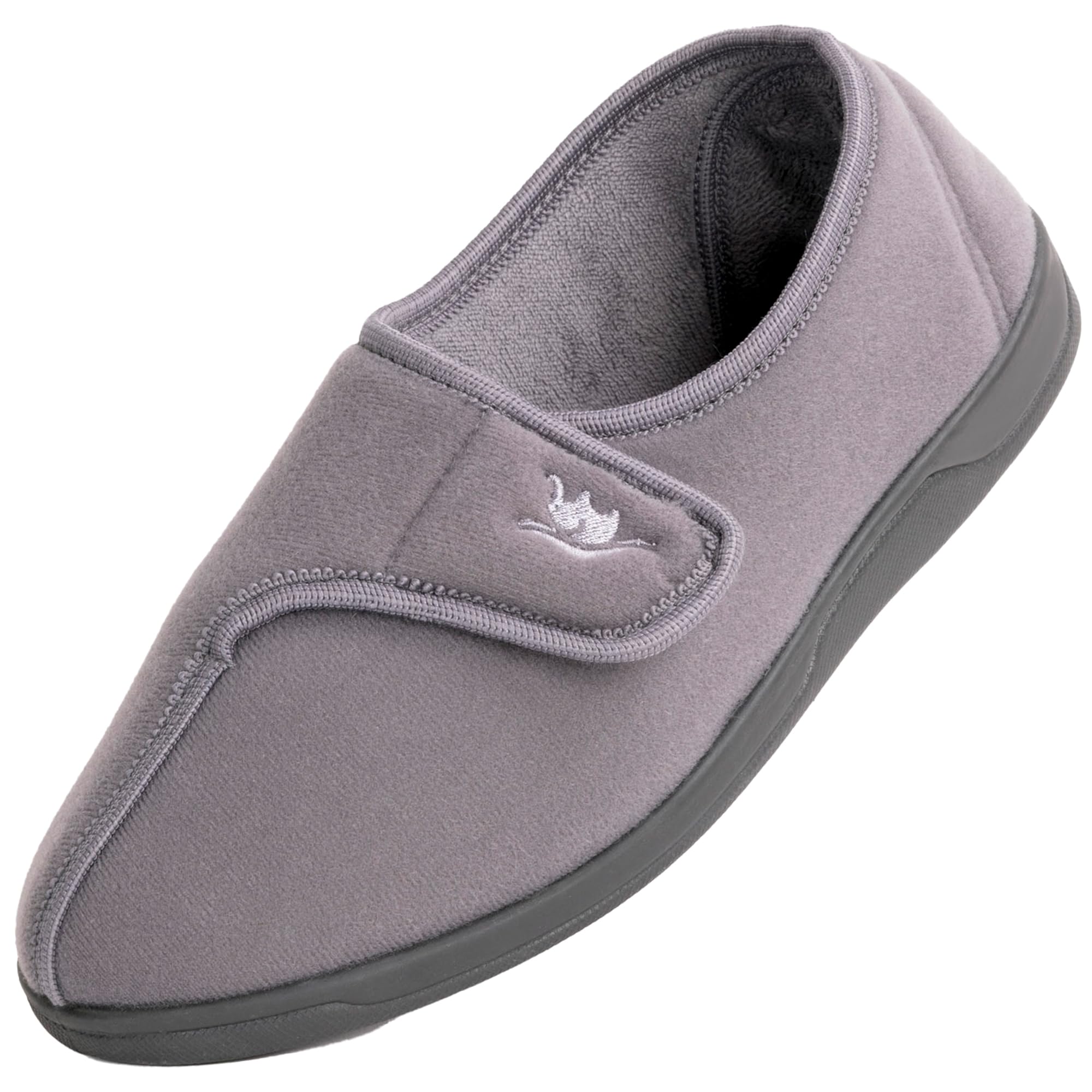 Men's Wide & Extra-Wide Memory Foam Slippers with Adjustable Closure - 80-Density Orthopedic House Shoes for Arthritis & Edema Relief - Plush Fleece Lined, Machine Washable, Anti-Slip Sole - Perfect for Indoor/Outdoor Use at Home, Office or Travel