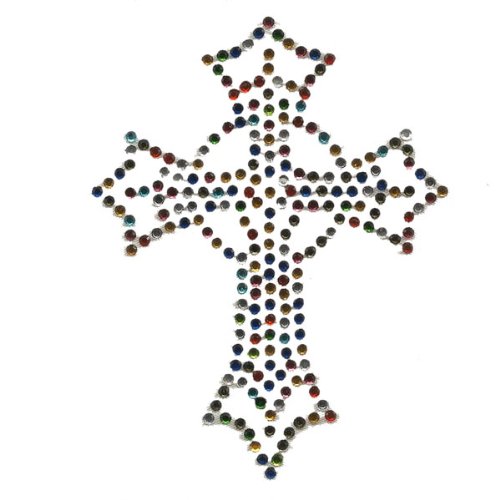JCS Rhinestones Multi Cross Iron-On Rhinestone Crystal Transfer - Perfect for DIY T-Shirts, Jackets & Denim Customization