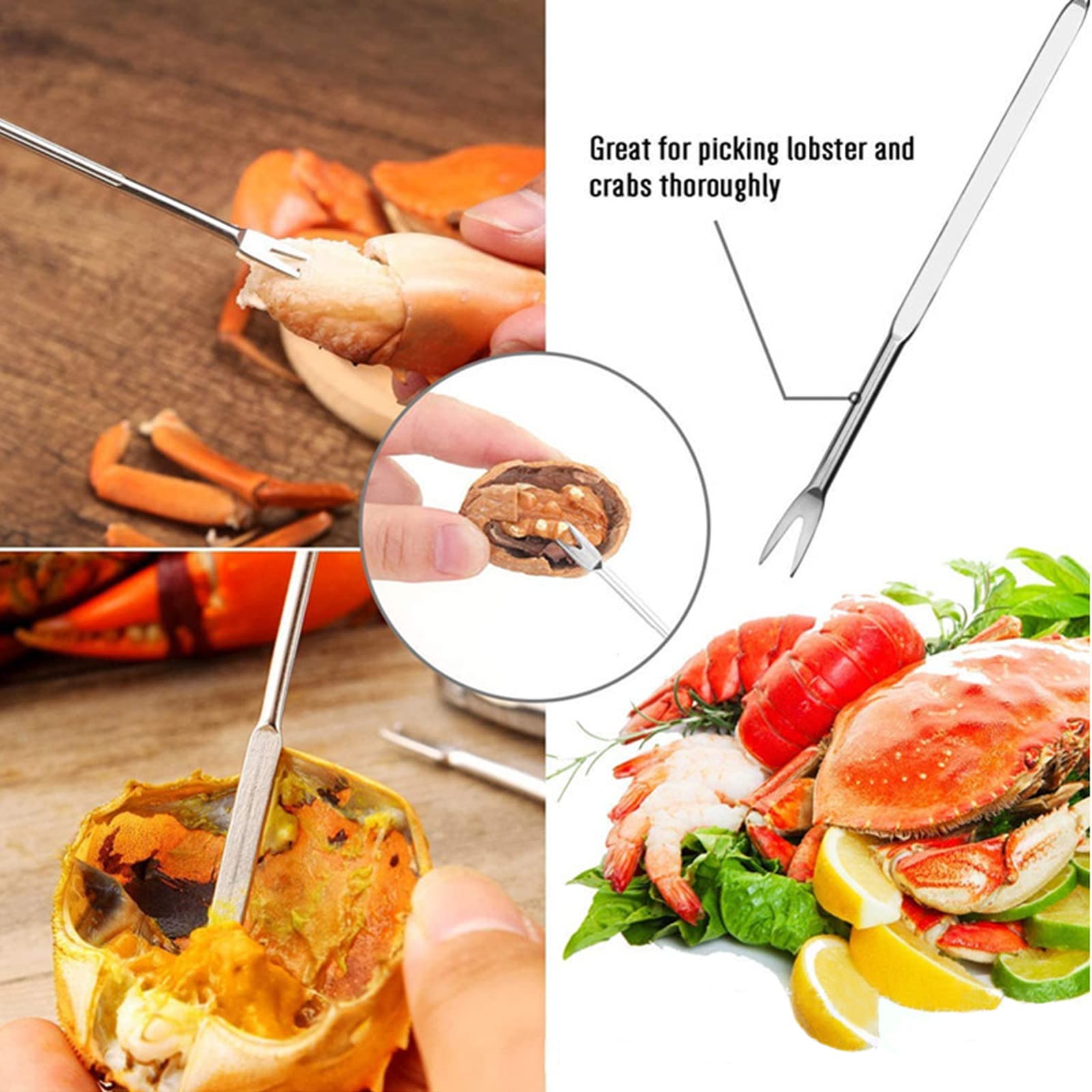 Premium 14-Piece Crab & Lobster Cracker Set - 4 Crab Leg Crackers, 4 Forks, 4 Shellers & 2 Butter Warmers - Seafood Feast Essential Tools for Crab Boils, Lobster Dinners & Seafood Parties