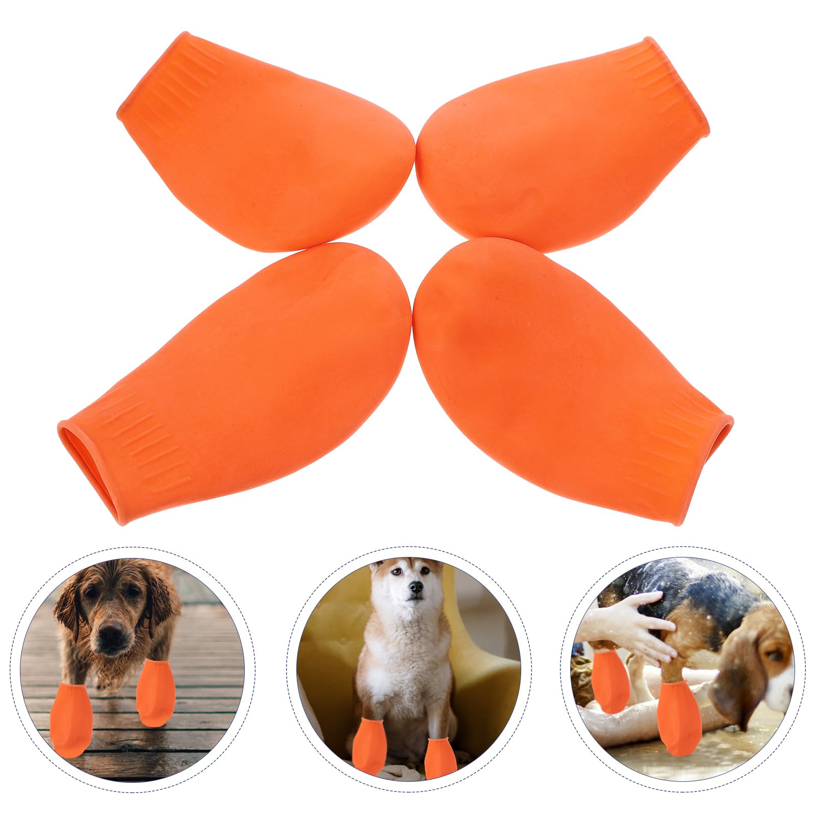 Hemobllo Waterproof Dog Boots for Small Dogs - 4Pcs Rubber Rain Shoes with Paw Protection for Pets (Orange, Size S) - Ideal for Rainy Days, Snow & Outdoor Adventures