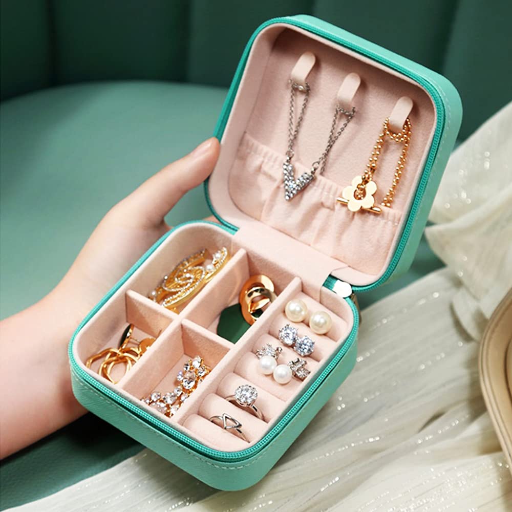Elegant Blue Jewelry Box for Women - Portable Travel Jewelry Organizer for Rings, Earrings & Necklaces - Perfect for Home Storage, Travel & Gift Giving