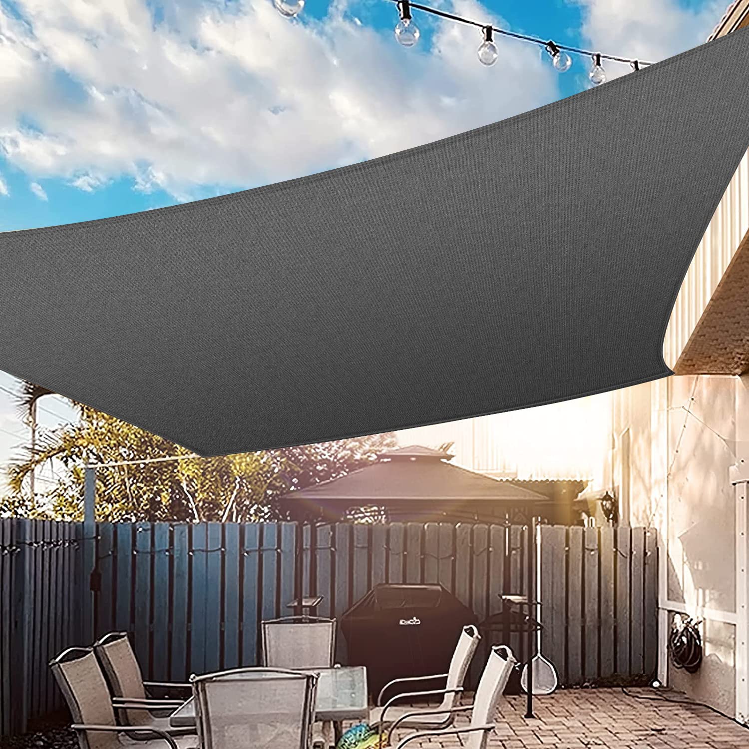 UIRWAY 6.5'x10' Rectangle Sun Shade Sail - 95% UV Block, 185GSM Heavy Duty Permeable Canopy for Patio, Garden, Pergola, Backyard, Outdoor Pools & Carport - Anthracite | Perfect for Outdoor Shade & Sun Protection