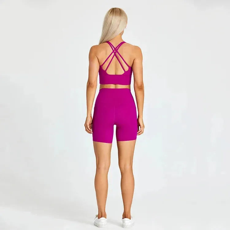 ABS LOLI Pockets Yoga Shorts Set for Women - 2 Piece High Waist Workout Outfit with Side Pockets | Gym Wear, Running Shorts & Sports Clothes | Perfect for Yoga, Fitness Training & Casual Athleisure Wear