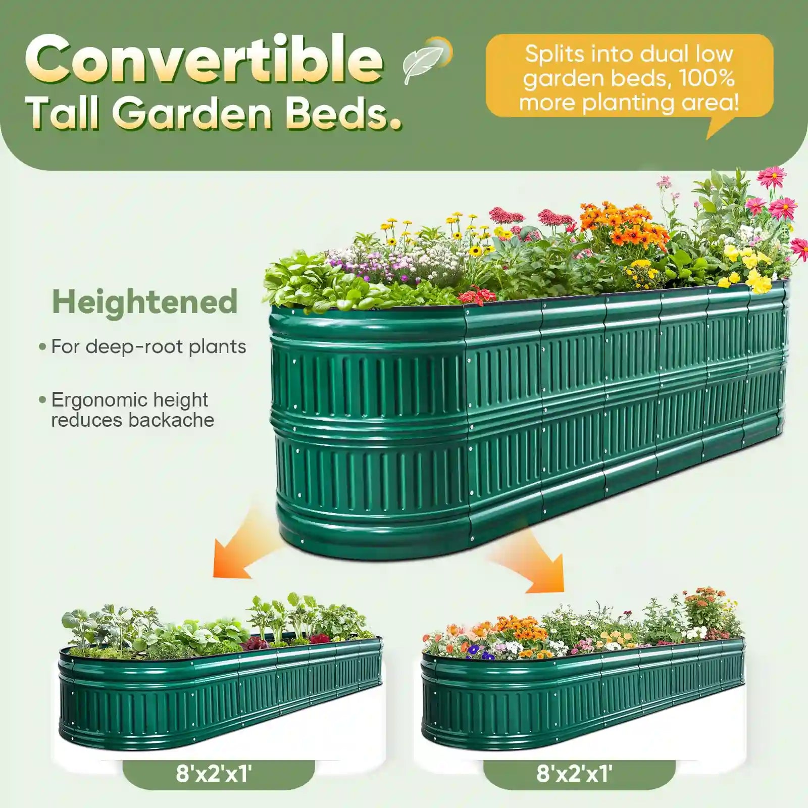 94x24x24 Inch Oval Elevated Raised Garden Bed Kit for Vegetables, Flowers & Herbs - Perfect for Outdoor Gardening, Patio, Backyard & Small Spaces