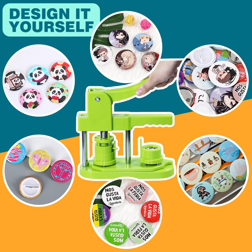3rd Gen Button Maker Machine - 25mm (1 Inch) DIY Pin Badge Press Kit with 500pcs Button Parts, Circle Cutter & Magic Book - No Installation Needed for Home, School & Craft Projects