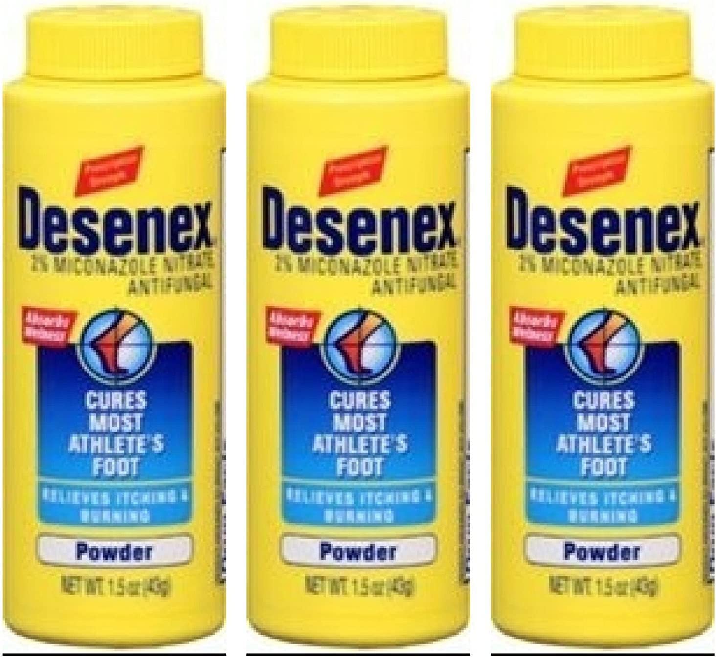 Desenex Antifungal Foot Powder for Athlete's Foot Treatment - 1.5 oz Travel Size (Pack of 3) - Relieves Itching & Odor - Perfect for Gym, Hiking & Sports Shoes