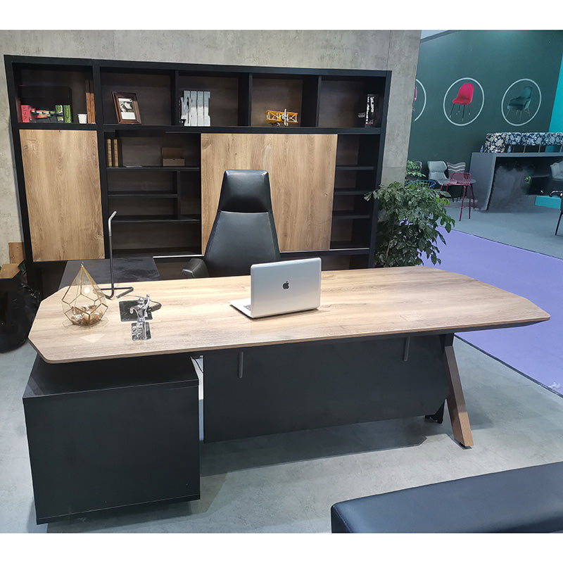 EASTON Electric Height Adjustable Standing Desk with Right Return - 2.2M Warm Oak & Black - Perfect for Home Office & Workspace Ergonomics