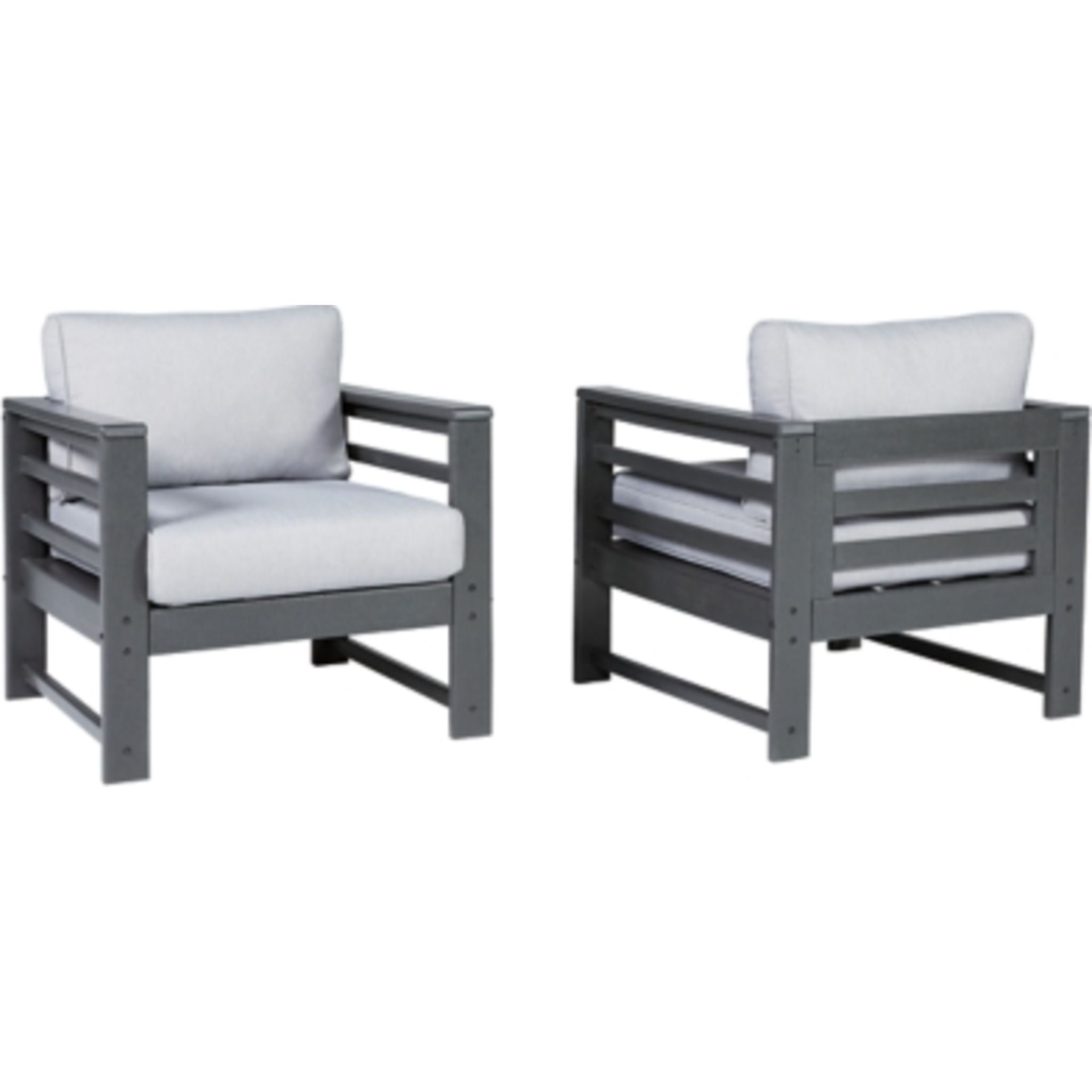 Amora Outdoor Lounge Chair with Cushion (Set of 2) - Water-Resistant, Foldable Patio Furniture for Poolside, Garden & Backyard Relaxation - Charcoal Gray