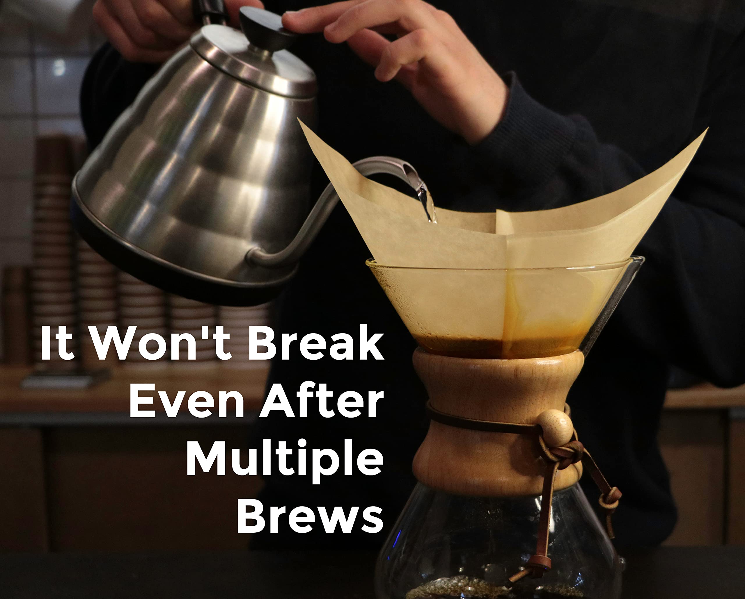 AGOGO 100-Count Natural Square Disposable Coffee Filters for Pour Over Coffee Maker - Biodegradable & Eco-Friendly - Perfect for Home, Office & Camping Brewing