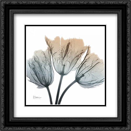Albert Koetsier 15x15 Black Ornate Framed Double Matted Museum Art Print - Earthy Tulips Floral Wall Decor for Living Room, Bedroom & Office