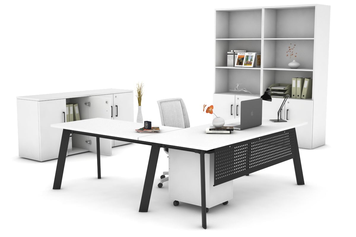Switch Executive Corner Office Desk - 1800L x 1550W with Cable Management | Modern L-Shaped Workstation for Home & Business Offices | Perfect for Conference Rooms, Executive Suites & Professional Workspaces