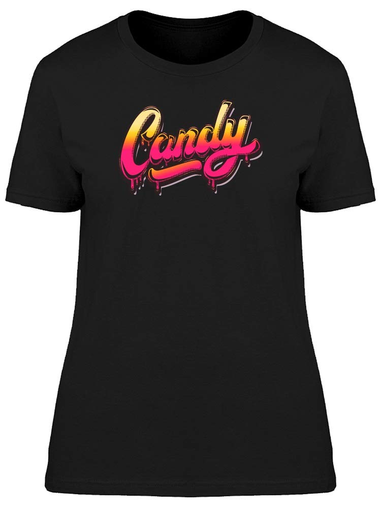 Stylish Women's Candy Lettering Graphic T-Shirt - Casual Fashion Tee for Everyday Wear, Outings & Gifts