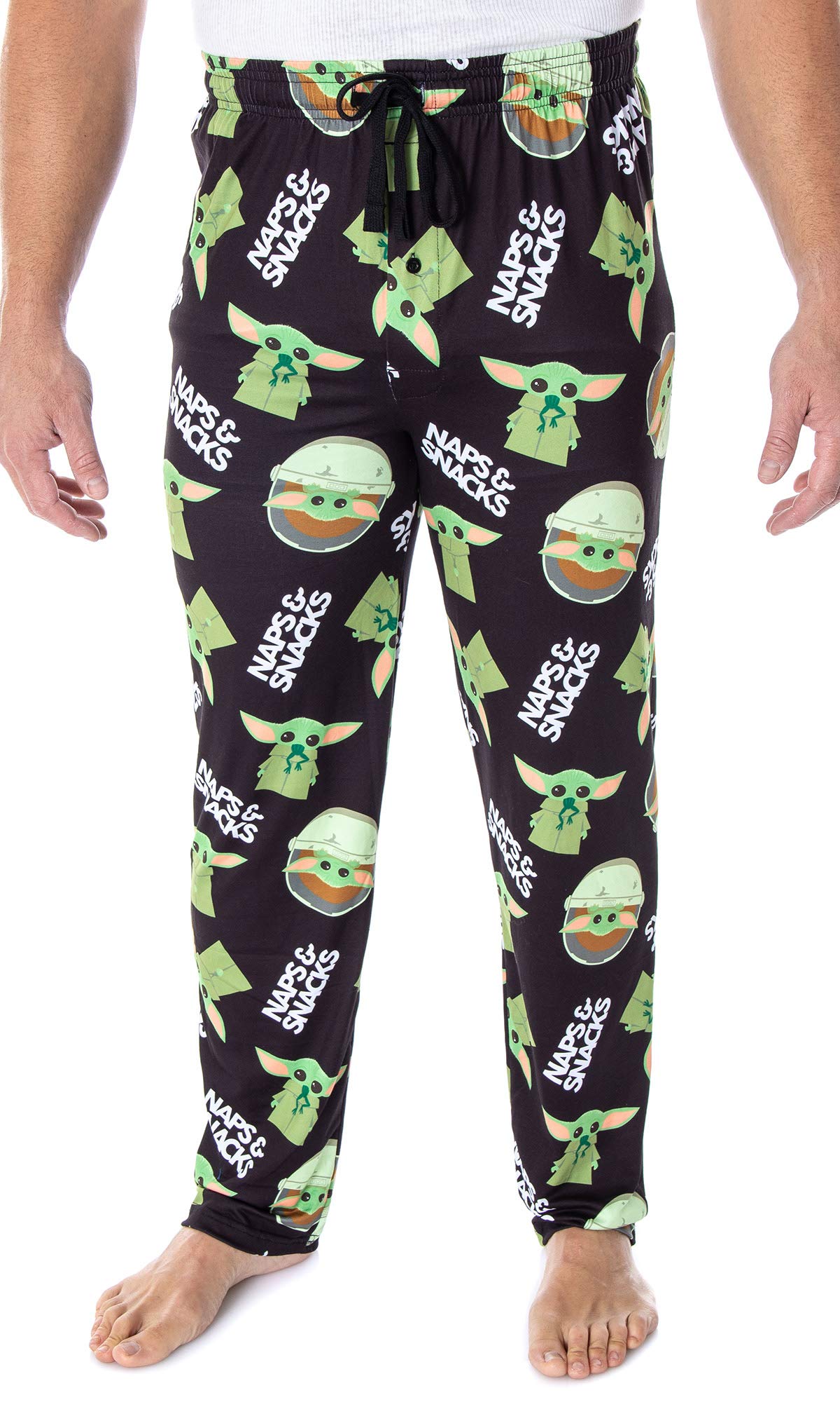 Star Wars The Mandalorian Baby Yoda Snacks & Naps Men's Lounge Pants - Soft Sleepwear for Movie Nights, Cosplay & Gift Giving