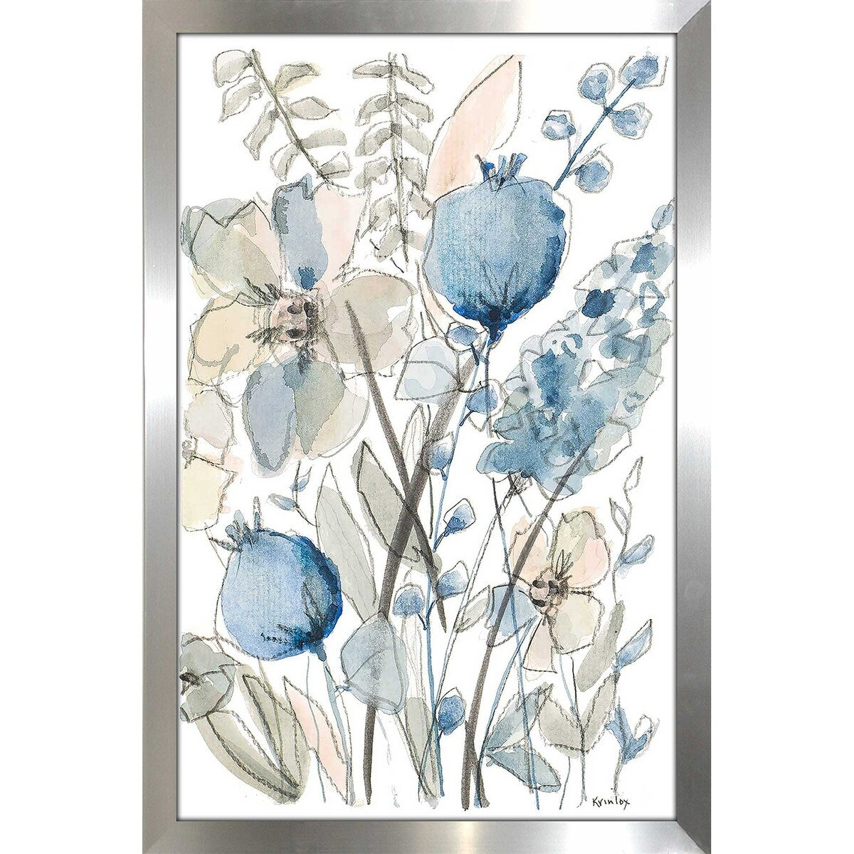 Blue and White Floral Acrylic Print - Elegant Home Decor for Living Room, Bedroom & Office