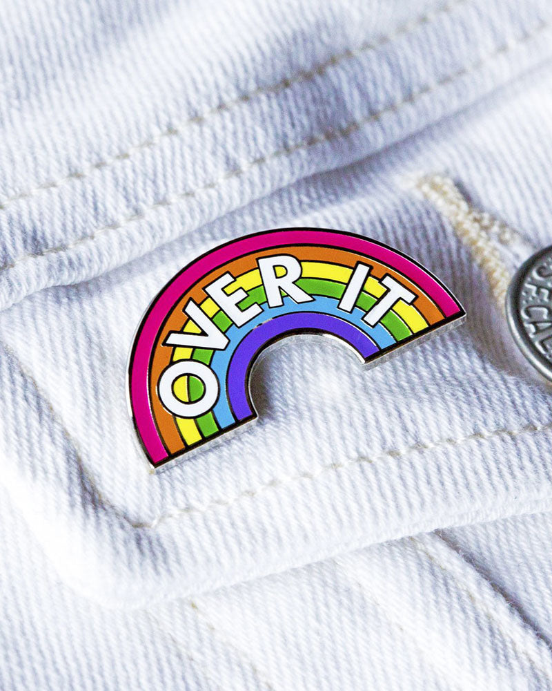 Over It Pin - Funny Enamel Pin for Backpacks, Jackets & Denim - Express Your Mood with Stylish Accessories for Everyday Wear