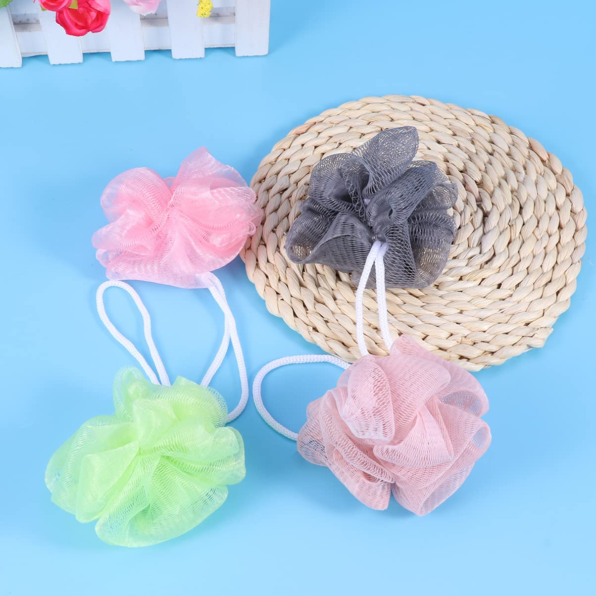 10-Pack Mesh Bath Sponges & Shower Puff Balls - Exfoliating Body Scrubber for Gentle Skin Cleansing - Perfect for Spa, Bath & Shower Relaxation