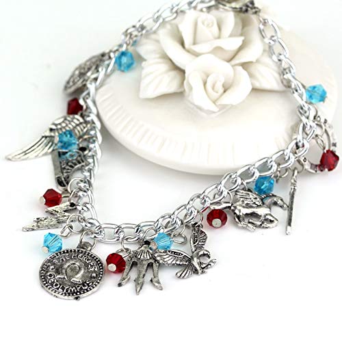 Percy Jackson Charm Bracelet - Themed Alloy Jewelry with Crystal Beads, Inspired by Sea of Monsters | Fashionable Fan Gift for Women & Teens | Perfect for Cosplay, Birthday Presents & Book Lovers