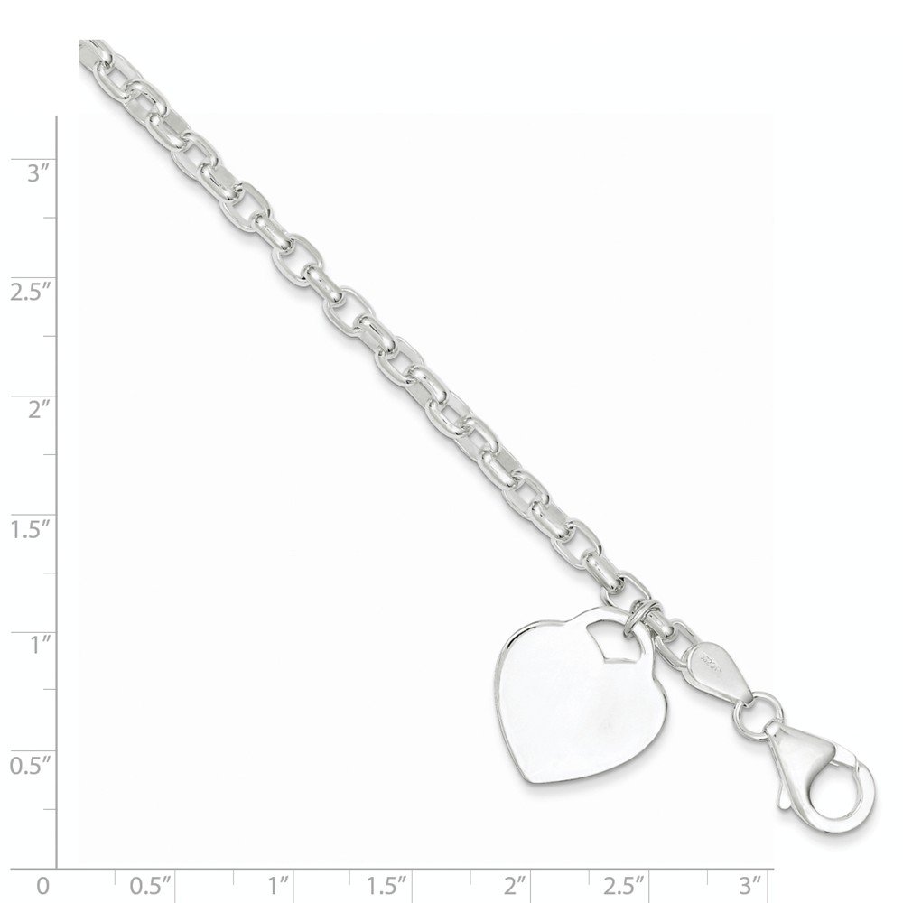 925 Sterling Silver 1.9mm Heart Charm Bracelet with Lobster Clasp - Adjustable 8.5