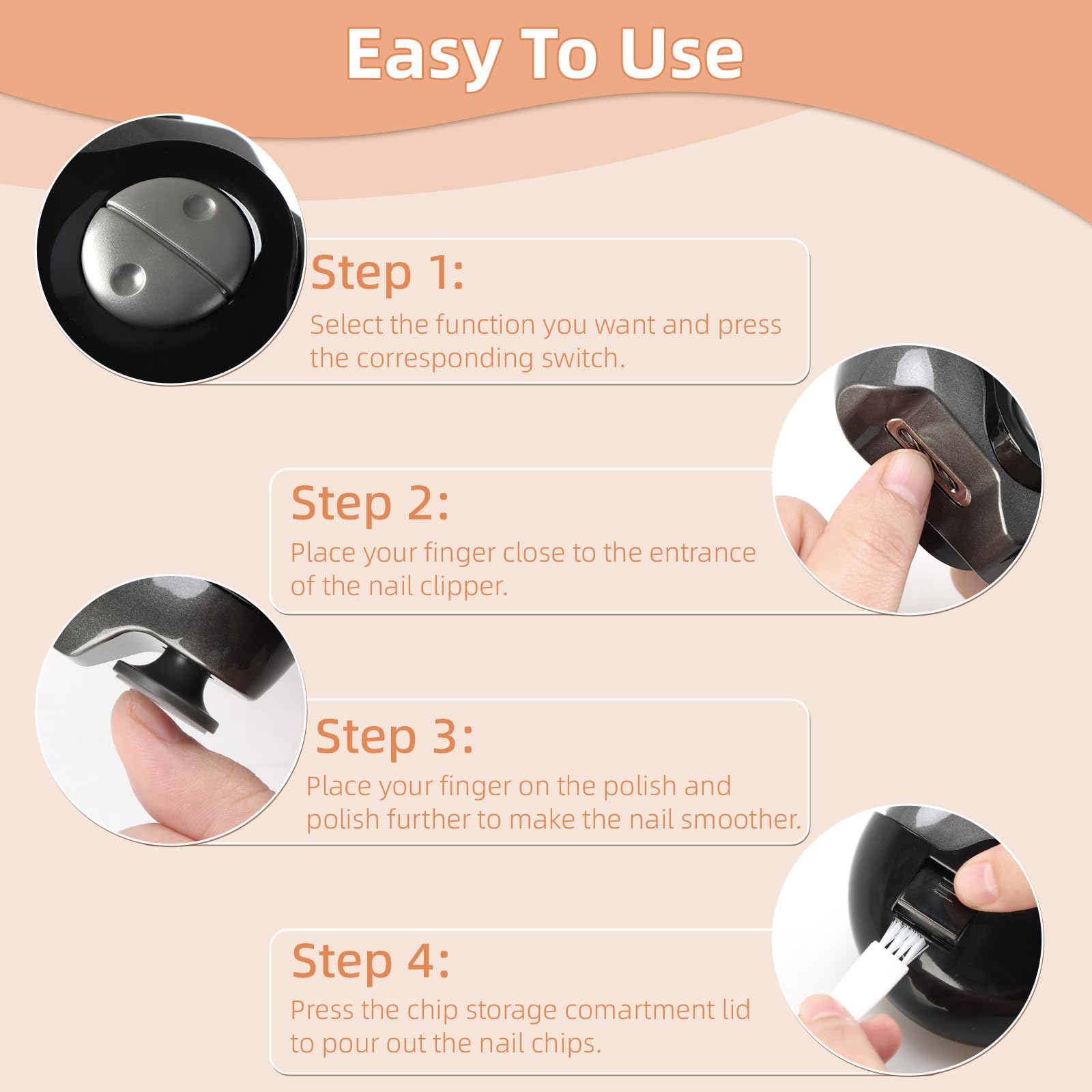 Electric Nail Clipper for Adults & Kids - 2 in 1 Automatic Nail Trimmer with Polishing & Scrap Storage - Adjustable Speed Nail Care Tool - Perfect Valentine's Day Gift for Men, Women & Children - Ideal for Home, Travel & Salon Use